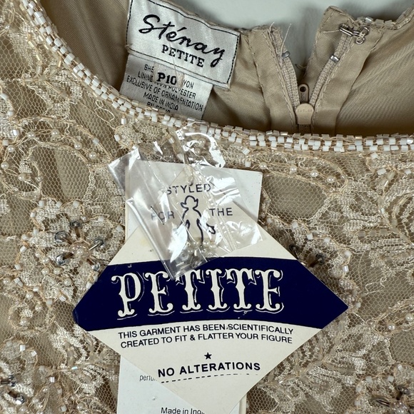 Vintage Stenay 80's Champagne Beaded Gown Size P10 - Picture 6 of 7